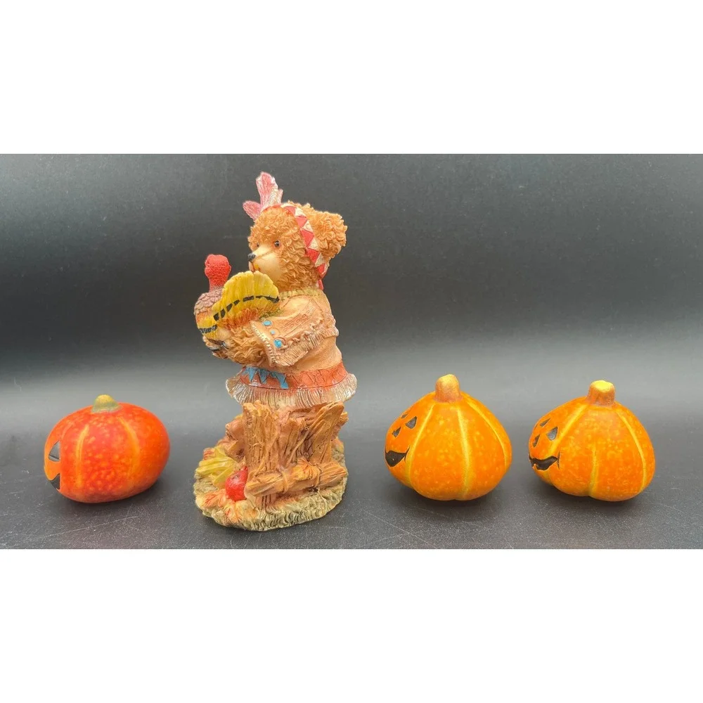 4 pc K's Collection Thanksgiving Teddy Bear Turkey Jack-O-Lanterns Autumn Fall